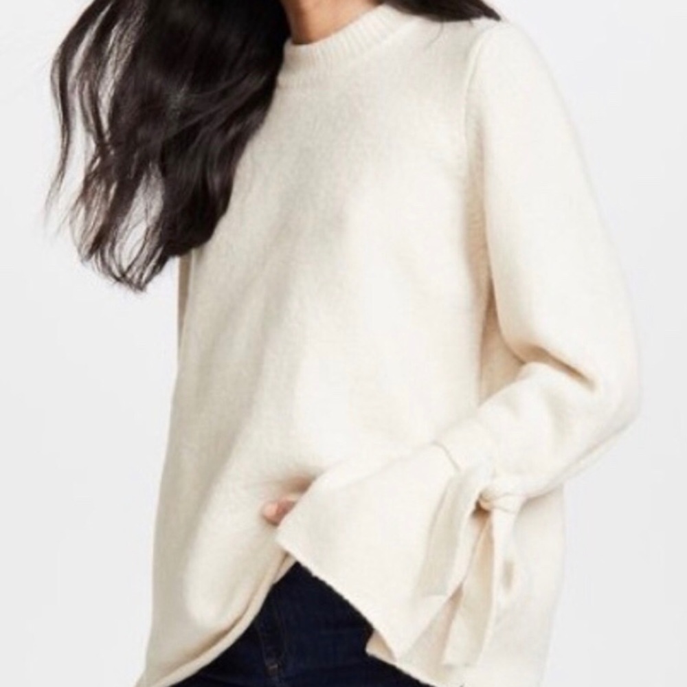 Madewell Tie Cuff Sweater Sz Med Antique Cream